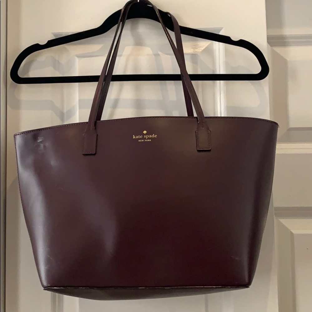 Maroon kate spade patent leather tote